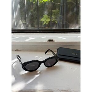 Celine Triomphe 01 Oval Sunglasses Shiny Black Acetate CL40194U Women Luxury